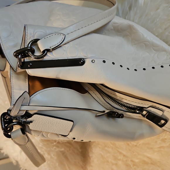 Coach EDIE Signature Embossed Handbag with Rivets - Picture 4 of 12